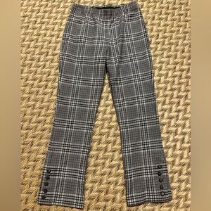 Fifteen Twenty Pants - Women's Medium Gray - Plaid Ankle Cropped Elastic